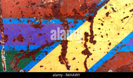 texture of rusty iron, cracked paint on an old metallic surface, rusty metal background Stock Photo