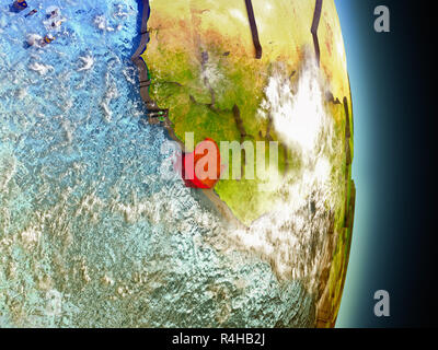 Illustration of Sierra Leone highlighted in red on globe. 3D ...