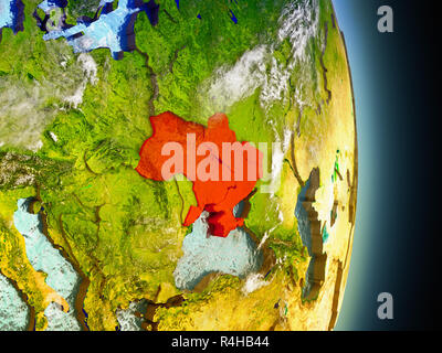 Ukraine in red from space Stock Photo