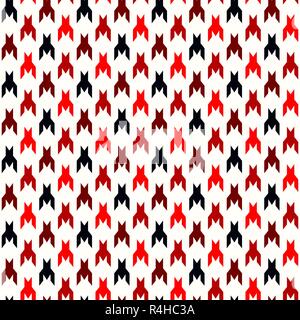 Houndstooth checkered seamless pattern in red yellow black and white, vector eps 10 Stock Vector
