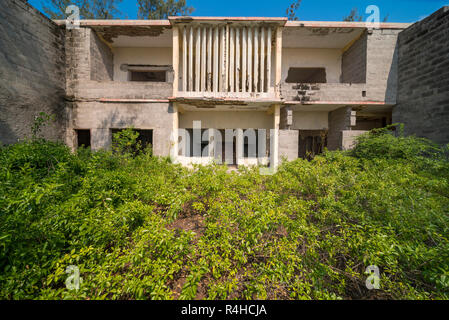 The abandoned hotel on Paradise, Santa Carolina Island in Mozambique. Stock Photo