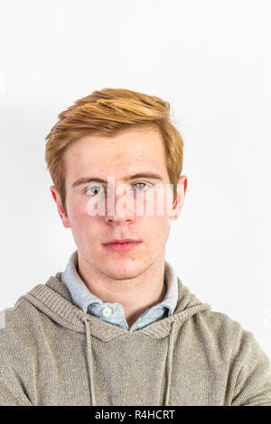 cute teenage boy with red hair Stock Photo