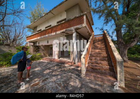 The abandoned hotel on Paradise, Santa Carolina Island in Mozambique. Stock Photo