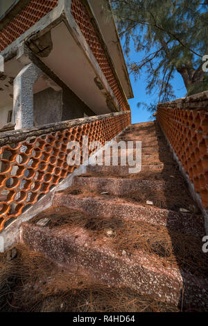 The abandoned hotel on Paradise, Santa Carolina Island in Mozambique. Stock Photo