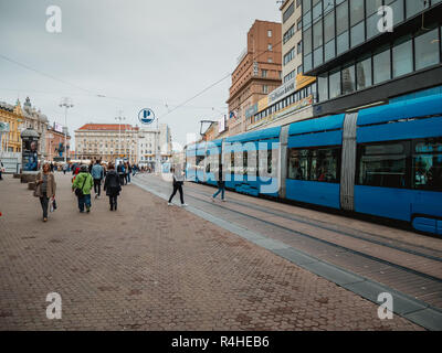 Zageb, Croatia - October 2,Rush morning on main square on Croatian capital Stock Photo