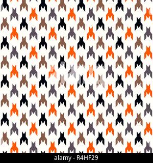 Houndstooth checkered seamless pattern in red yellow black and white, vector eps 10 Stock Vector