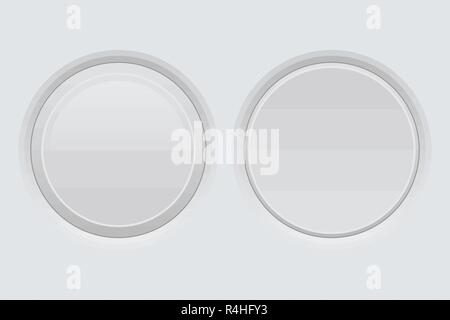 White web interface buttons. Round 3d icons Stock Vector