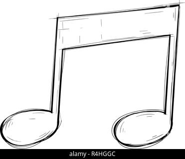 Quarter notes. Musical symbol. Outline sketch Stock Vector