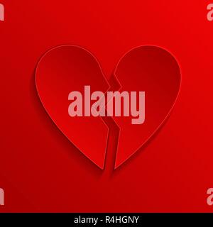 Broken heart. Red 3d symbol Stock Vector