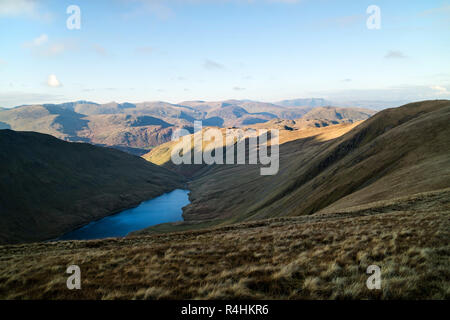 Hayeswater and the View Towards Helvellyn and the Dodds From the Col Between Thornthwaite Crag and High Street, Lake District, Cumbria, UK