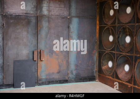 iron door from the institution to enter open or closed Stock Photo