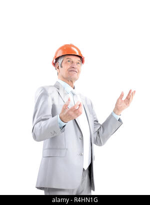 senior engineer explaining.isolated on a white background.photo with copy space Stock Photo