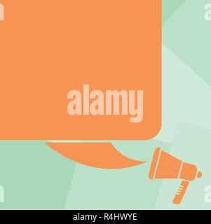 Design business Empty copy space text for Ad website promotion isolated Banner template. Color Silhouette of Blank Square Speech Bubble and Megaphone  Stock Vector