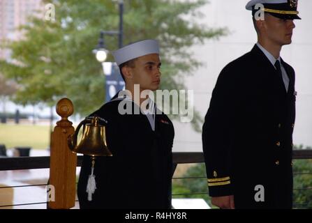 The Hampton Roads Naval Museum hosted a retirement ceremony today at the Nauticus Campus in Downtown Norfolk, Virginia. The ceremony was for Captain Mitchell, from Naval Medical Center-Portsmouth. Members of his command, family members, friends and invited guests were in attendance during the ceremony. Stock Photo