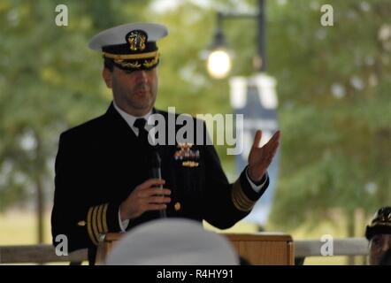 The Hampton Roads Naval Museum hosted a retirement ceremony today at the Nauticus Campus in Downtown Norfolk, Virginia. The ceremony was for Captain Mitchell, from Naval Medical Center-Portsmouth. Members of his command, family members, friends and invited guests were in attendance during the ceremony. Stock Photo