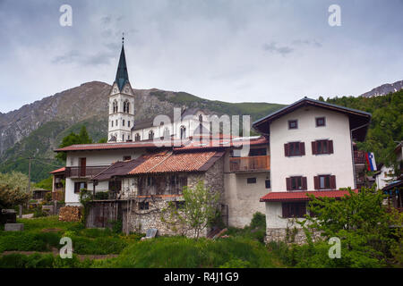 View of the  Sacred Heart Church in Drežnica, Slovenia Stock Photo