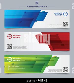 Set of banner web headers template abstract geometric design background technology concept. Vector illustration Stock Vector