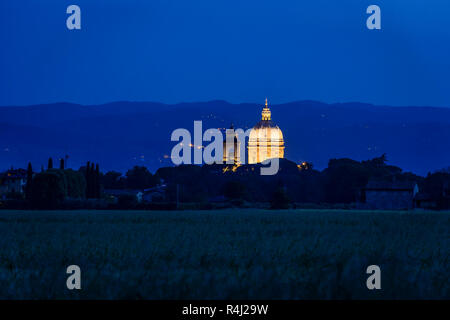 illuminated basilica di santa maria degli angeli Stock Photo