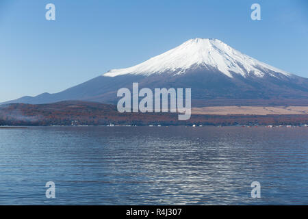 Mt. Fuji with Lake Yamanaka Stock Photo