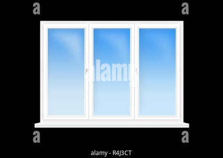 three-leaved window isolated on the black Stock Photo
