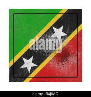 3d rendering of an old Saint Christopher and Nevis flag in a concrete square Stock Photo