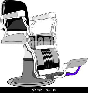 illustration of leather barber chair in old style. Stock Vector