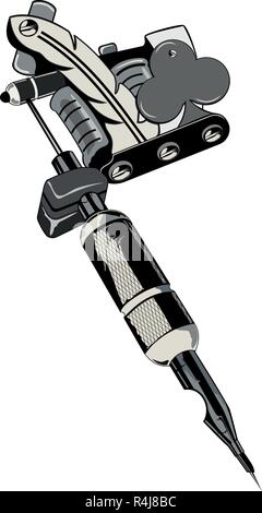 tattoo machine with the symbol of flower cards Stock Vector