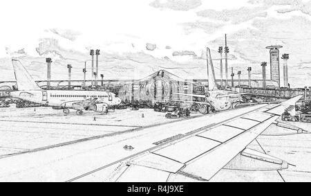 Roissy Charles de Gaulle international airport , terminal 2G, Paris, France   (illustration) Stock Photo