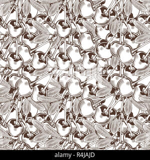 Vintage Cherry Seamless Pattern Stock Photo - Alamy