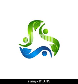 Eco environment green leaf nature community logo vector, Nature green leaf vector logo logotype Stock Vector