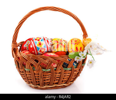 Easter basket with eggs Stock Photo