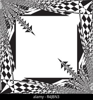 arabesque frame with diagional speers black on transparent background Stock Vector