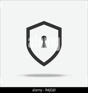 Shield guard flat design vector with shadow logo Stock Vector