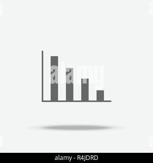 Fall down Bar Graph Flat design vector icon with shadow Stock Vector