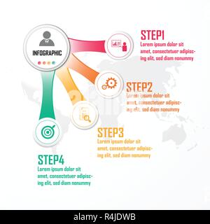 Elements for infographic vector. Design concept with 4 options, parts, steps or processes, Template for diagram, Chart, Presentation. Business present Stock Vector