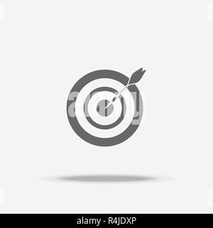 Dart board and arrow in the middle flat design vector icon with shadow, business sign, target, Business successful Stock Vector