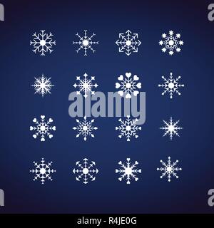Winter Snowflakes icons set. Flat design icons. Illustration vectors for Christmas and New year day. Hand drawn abstract and line. Stock Vector