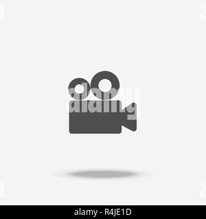 Video Cinema Camera flat design icon vector with shadow Stock Vector