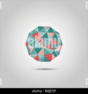 Red and green sphere polygon shape vector icon Stock Vector