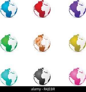 Multi-color 3D earth vector Stock Vector