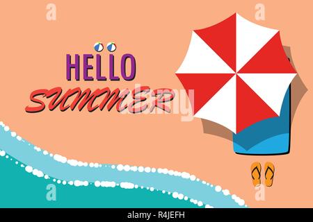 Hello summer with the beach message Stock Vector