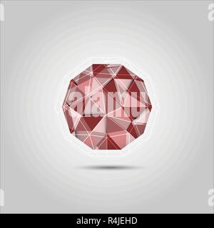 Red polygon sphere shape vector icon Stock Vector