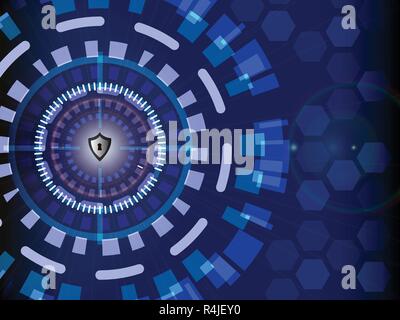 Cyber security concept digital with circle technology background, vector illustration Stock Vector