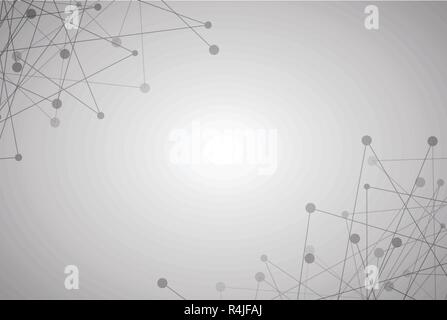 White and grey abstract background with line dot network graphic design vector for presentation. Background and abstract concept Stock Vector