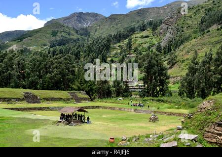 Square - Archeological site in CHAVIN de Huantar. Department of Ancash.PERU                     Stock Photo