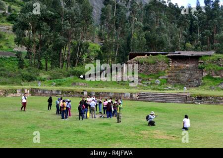 Square - Archeological site in CHAVIN de Huantar. Department of Ancash.PERU                     Stock Photo