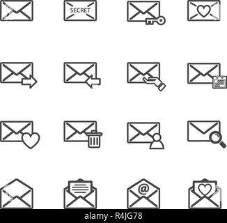 Envelope letter and e-mail vector icon set. Electronics and computer concept. Sign and symbol theme. illustration vector Stock Vector