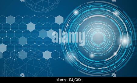 Technology abstract background vector. Blue futuristic tone theme. Stock Vector