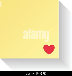 Love letter paper with red heart. Illustration vector. Valentines day and wedding concept. Note and Message theme. Abstract and invitation theme. Whit Stock Vector