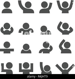 People icons. Mood and Gesture concept. Glyph and outlines stroke icons theme. Vector illustration graphic design collection set Stock Vector